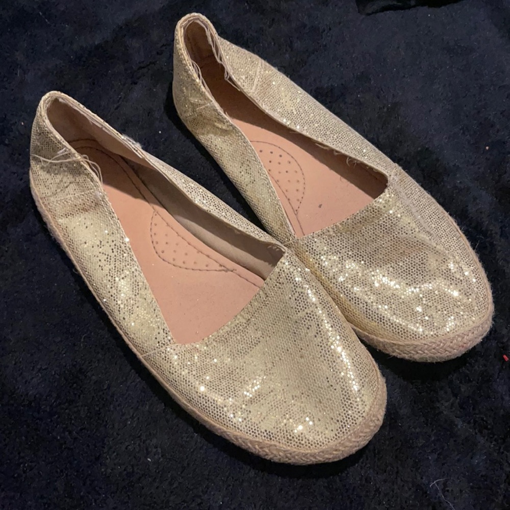 Gold glitter flats